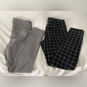 Old Navy Black and White Houndstooth Pants & window pane plaid